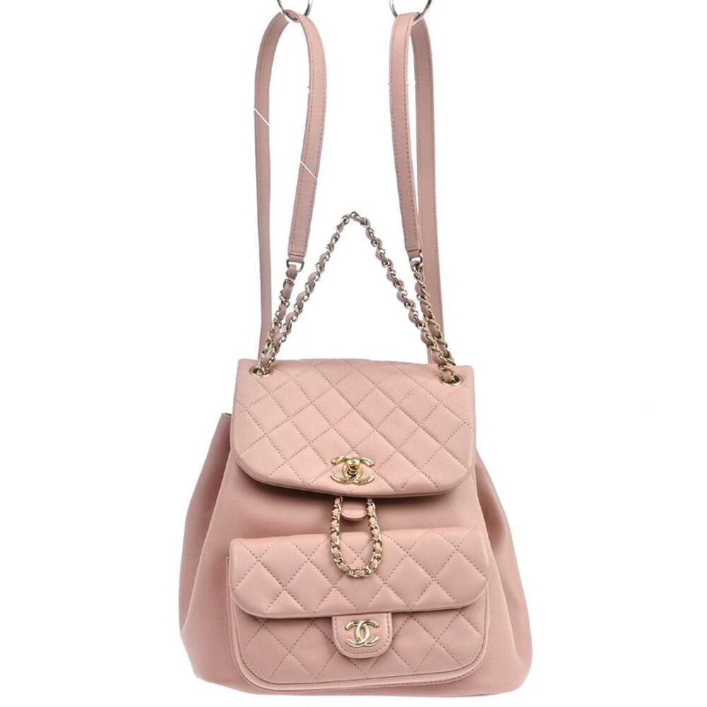Chanel Duma Drawstring Quilted Leather Pink Leather Backpack Bag